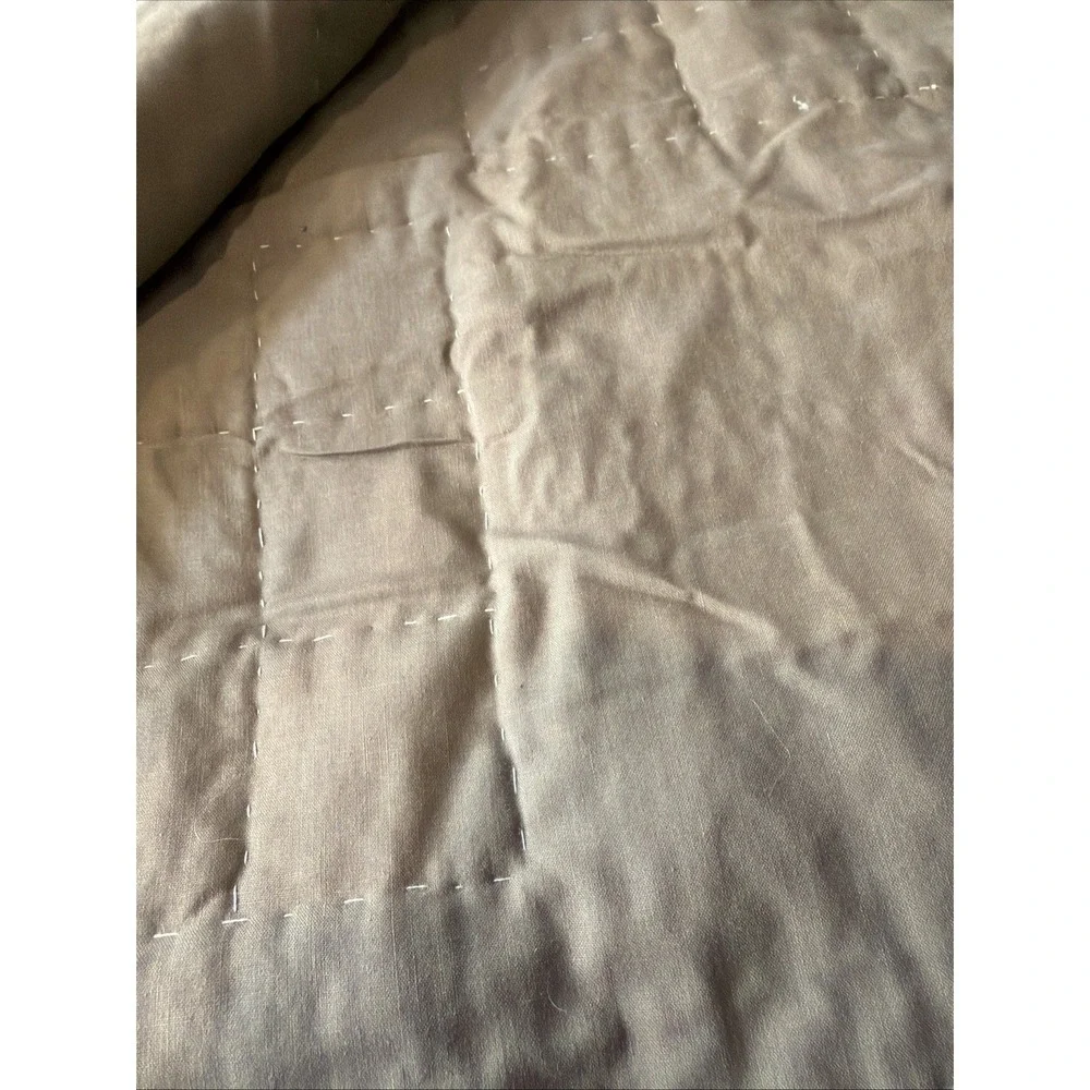 Home Collection Embroidered Quilt Only Patchwork Plaid Brown Tan Blue Full Queen